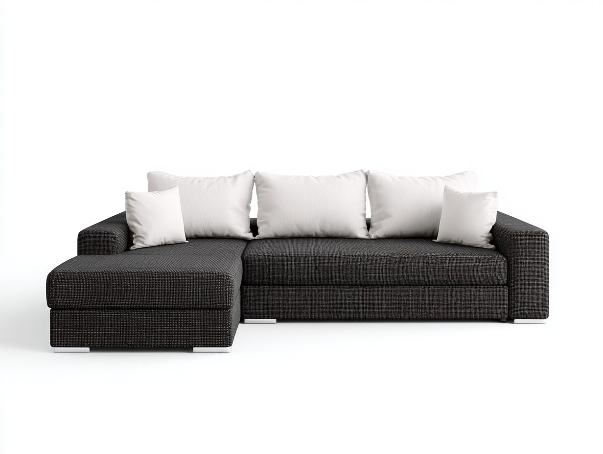 Canapé d'angle en tissu tissé 260x170x82 cm - noir - style moderne pour salon