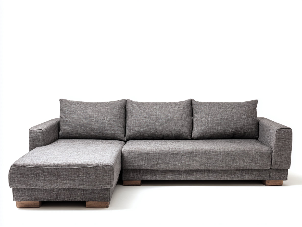 Canapé d'angle en tissu chiné 260x170x84 cm - gris - style moderne pour salon