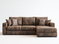 Canapé d'angle en similicuir 260x170x85 cm - brun vintage - méridienne pour salon