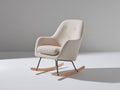 Fauteuil à bascule en tissu bouclé 85x72x98 cm - Crème-Bois naturel-Noir - Style moderne