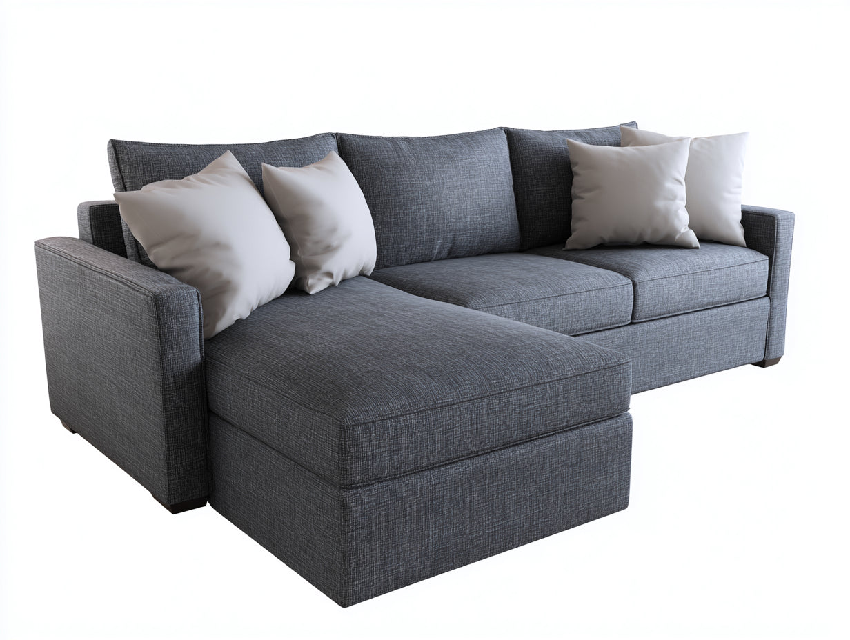Canapé d'angle en tissu texturé 280x165x82 cm - Gris foncé - Style moderne