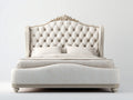 Lit double capitonné en tissu 200x160x135 cm - Ivoire-Beige - Style classique