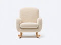 Fauteuil à bascule en tissu bouclé et bois 78x72x92 cm - crème et bois naturel - style contemporain