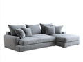 Canapé d'angle en tissu texturé 290x180x82 cm - gris clair - style contemporain avec méridienne