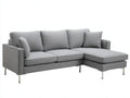 Canapé d'angle en tissu 260 x 165 x 84 cm - gris clair - pieds métalliques modernes