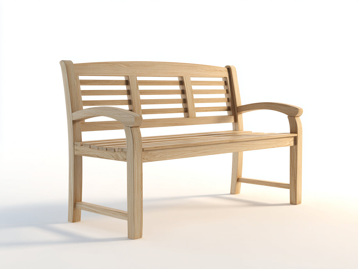 Banc de jardin en bois naturel 150x58x88 cm - bois naturel - dossier à lattes pour terrasse