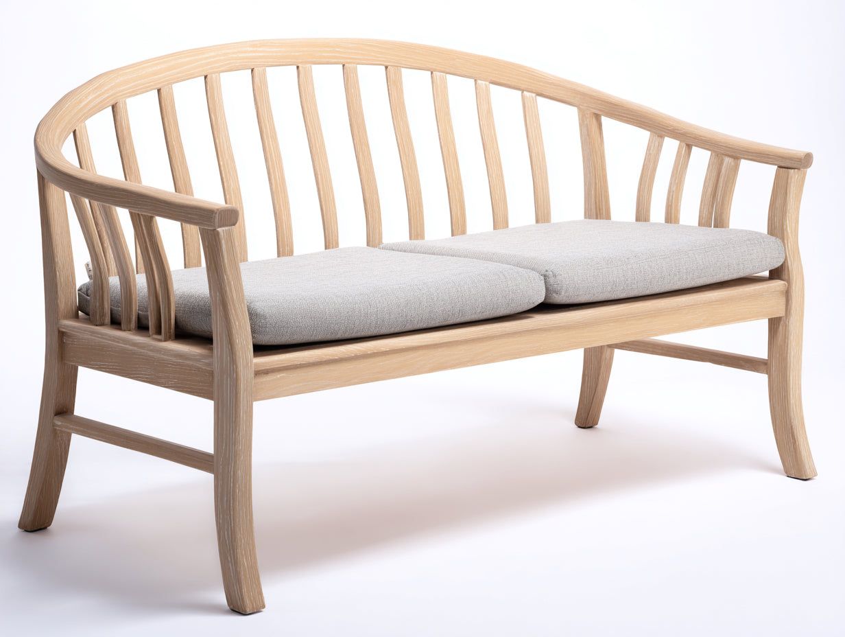 Banc de jardin en bois 155x62x86 cm - Bois naturel-Gris - Dossier courbé à lattes