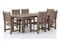 Salon de jardin repas en bois vieilli 180x90x75 cm - bois naturel vieilli - table rectangulaire avec 6 chaises