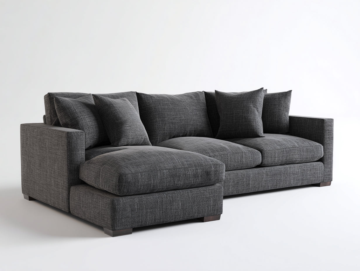 Canapé d'angle en tissu 280x165x82 cm - Gris foncé - Style moderne