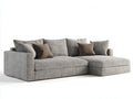 Canapé d'angle en tissu texturé 285 x 180 x 85 cm - Gris clair - Méridienne et assise profonde pour salon