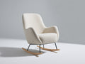 Fauteuil à bascule en tissu bouclé 75x90x100 cm - crème et bois naturel - style moderne pour salon