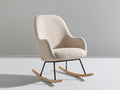 Fauteuil à bascule en tissu bouclé 78 x 72 x 96 cm - beige - patins en bois naturel