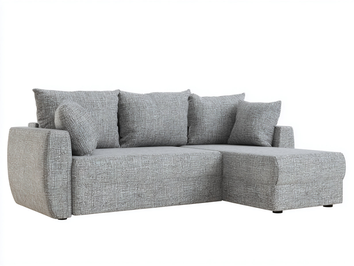 Canapé d'angle en tissu chiné 260x170x84 cm - gris clair - style contemporain pour salon