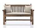 Banc de jardin en bois massif 150x58x88 cm - brun rustique et beige - style naturel avec dossier à lattes
