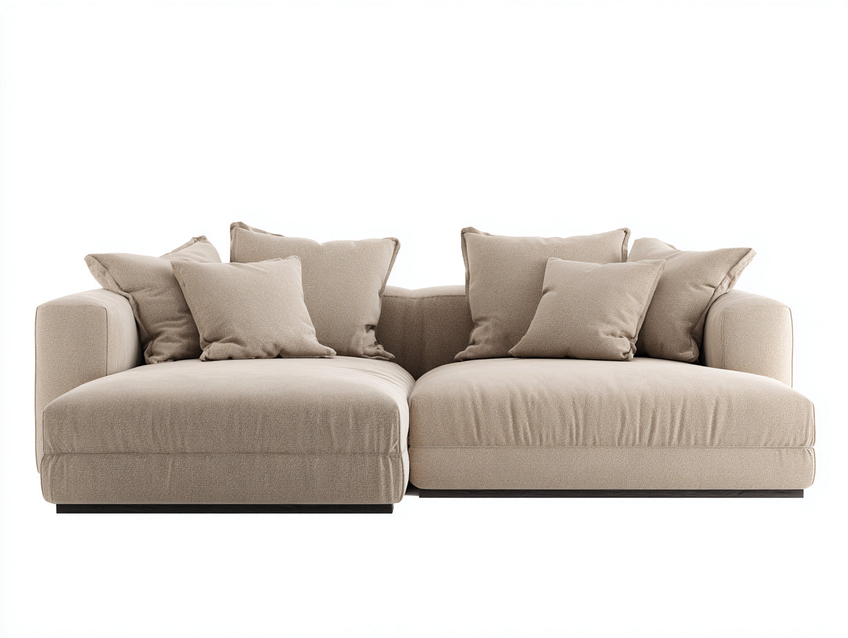 Canapé d'angle en tissu bouclé 280 x 170 x 82 cm - beige - assise profonde moderne