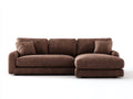 Canapé d'angle en tissu texturé 260x180x85 cm - brun - style contemporain avec méridienne