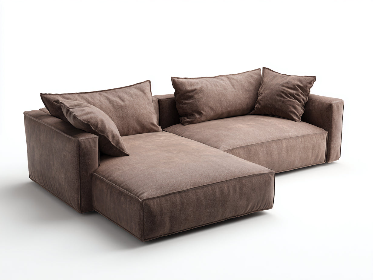 Canapé d'angle en tissu 270 x 180 x 80 cm - Marron - Assise profonde et design contemporain pour salon