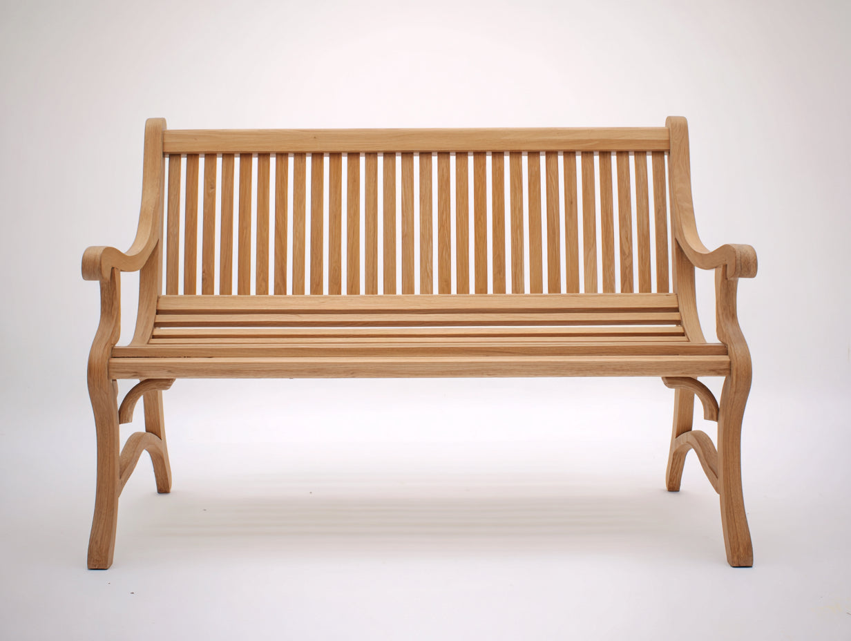 Banc de jardin en bois massif 150x60x90 cm - bois naturel - style classique avec accoudoirs