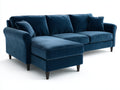 Canapé d'angle en tissu effet velours 270 x 170 x 86 cm - bleu pétrole - accoudoirs arrondis