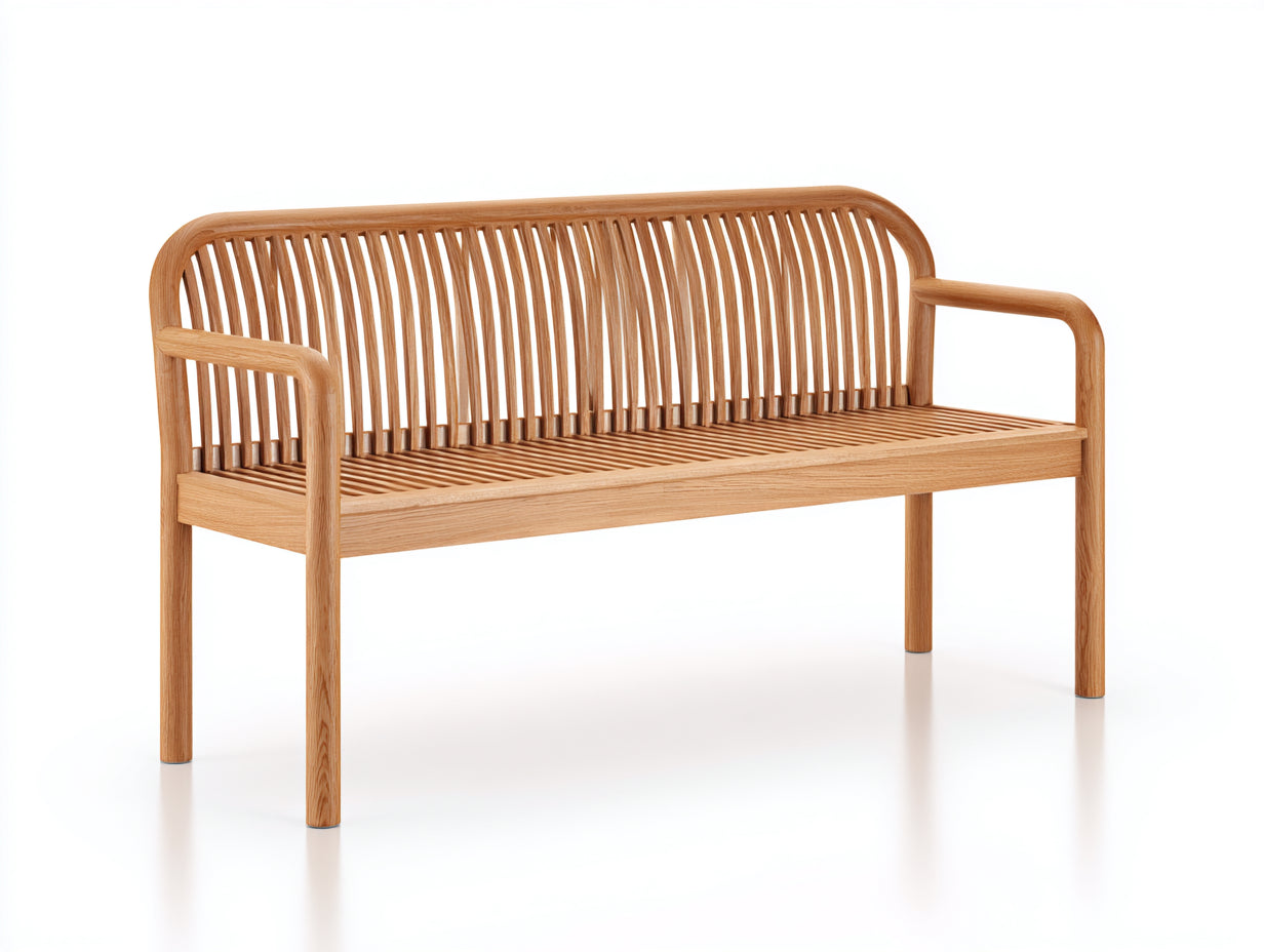 Banc de jardin en bois 150x58x82 cm - Bois naturel - Dossier à lattes