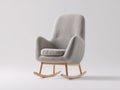 Fauteuil à bascule en tissu bouclé 72x86x100 cm - gris beige et bois naturel - style scandinave pour salon