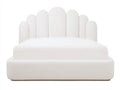Lit double rembourré en tissu bouclé 220 x 185 x 125 cm - Blanc cassé - Tête de lit festonnée pour chambre